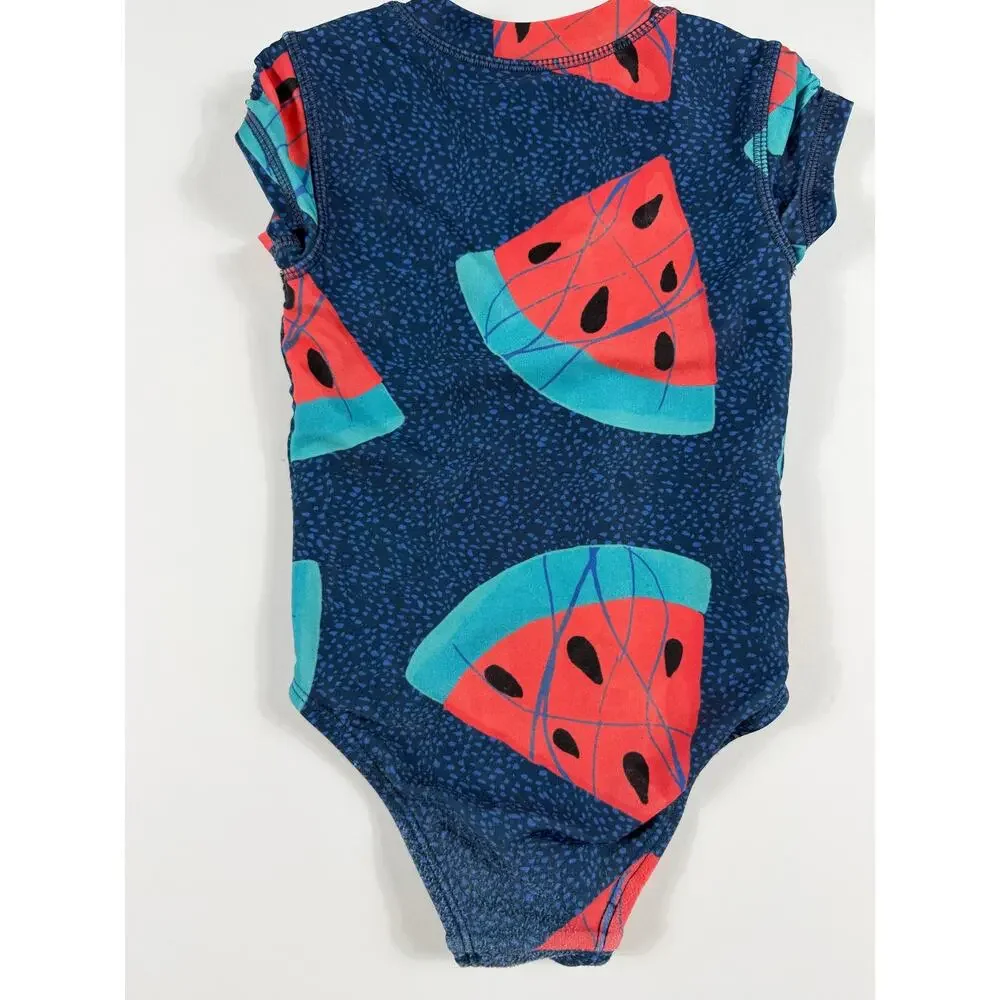 Tea Collection Watermelon Zip Front One-Piece Swimsuit Size 2